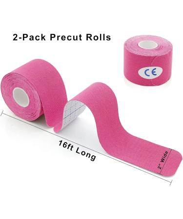 MUEUSS Kinesiology Tape Precut Sports Tape Hypoallergenic Breathable-Muscle Tape for Recovery Sports Athletic Physio Therapy Injury-Support for Ankle Muscles Elbow Knee & Shoulder (2Rolls pink & purple) - Buy Online on GoSupps.com