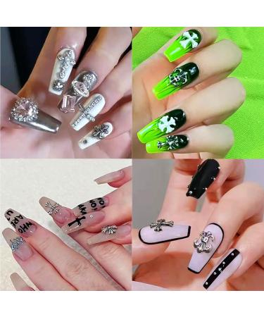 AEDNX 70pcs Cross Nail Charms 3D Nail Art Charms Flatback Sliver Metal Nail Charms Punk Vintage Nail Art Supplies for Acrylic Nail Decoration Girls Womenn Gift - Buy Online on GoSupps.com
