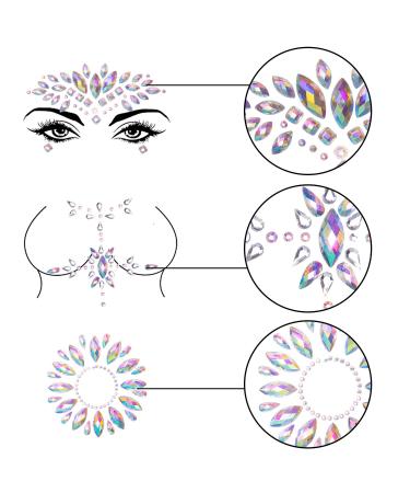 Duufin 12 Sets Rave Jewels - Mermaid Face Gems & Crystal Tears Temporary Tattoos for Festival Party - Buy Online on GoSupps.com