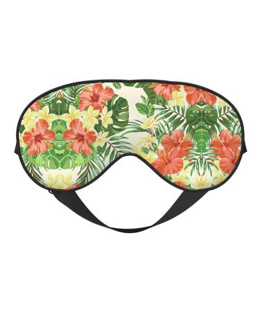 hojas tropicales y flores Print Night Blackout Eyeshade with Elastic Strap Fit Shift Work Nap Travel Relaxing