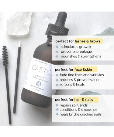 Foxbrim Naturals Organic Castor Oil Kit - USDA Certified, Hexane-Free - 2 oz Wand Brush for Thicker Lashes, Nourished Hair & Nails - Buy Online on GoSupps.com