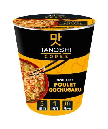 TANOSHI - Cup Instant Noodles Gochugaru Chicken Flavor - Instant Korean Noodles - 1 Person - White - 65g (Packaging May Vary