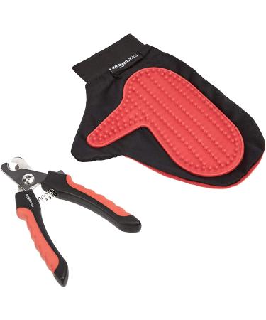 Amazon Basics 8-Piece Pet Grooming Set - Red | Complete 8-in-1 Pet Brush & Grooming Kit - Buy Online on GoSupps.com