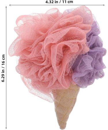 NOLITOY Kids Loofah Ice Cream Cone Bath Sponge - Exfoliating Shower Scrubber for Kids | Soft Mesh Pouf & Fun Bath Time Toy - Buy Online on GoSupps.com