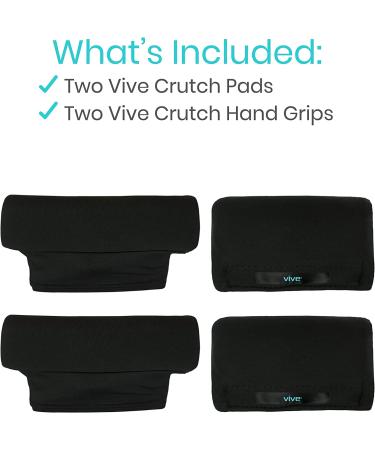 Vive Crutch Pads - Universal Underarm and Forearm Handle Pillow Covers - Soft Foam Padding for Walking Arm Crutches - Bariatric Accessories for Adults and Kids (1 Black Pair) - Buy Online on GoSupps.com