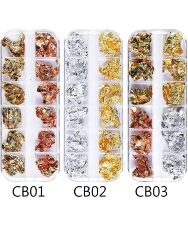 12Grid Gold Glitter Flakes DIY Nail Art Decorations Nail Gold Foil Irregular Aluminum Sequins Ultra-thin(CB03) - Buy Online on GoSupps.com