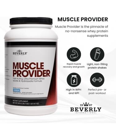 Beverly International Muscle Provider 28 Servings Vanilla. Super-Fast-Absorbing Whey Protein Powder for Recovery Lean Muscle. Fills Your Muscles not Your Stomach. Tastes Like Ice Cream - Buy Online on GoSupps.com