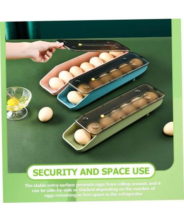 Healvian 2pcs Egg Storage Box Egg Drawer for Refrigerator Egg Tray Egg Cartons Automatic Drawer Box Green 33x9.2cm - Buy Online on GoSupps.com