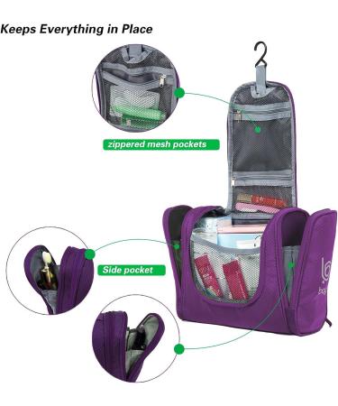 Large Waterproof Travel Toiletry Bag for Women and Men - Purple Hanging Toiletry Organizer for Bathroom and Travel - Makeup Bag Included - Buy Online on GoSupps.com