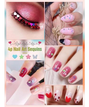 Kalolary 4boxes Holographic Nail Art Glitter Sequins - Valentine's Day Decoration - Buy Online on GoSupps.com