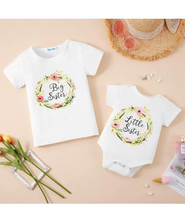 Miyababy Matching Sister Romper Set - Big & Little Sister Cotton T-Shirt Jumpsuit 0-3 Months - Buy Online on GoSupps.com
