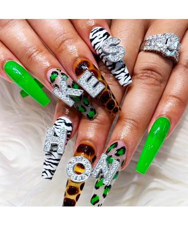 AIERSA Large Letter Nail Charms - 52 Pcs 3D Rhinestone Alphabet Stickers for Nail Art Decoration - Silver Alloy - 12mm Tall - Buy Online on GoSupps.com