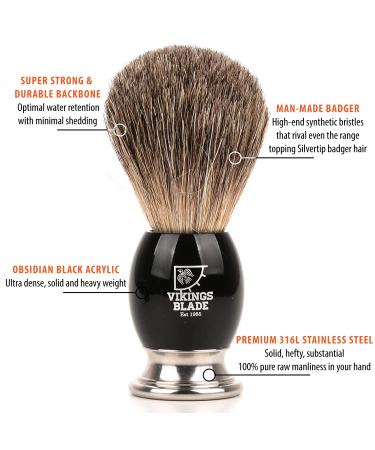 VIKINGS BLADE Luxury Shaving Brush for Men - Dark StallionisdigitUltra Heavy Acrylic & 316L Steel Handle - Strong Knot, Minimal Shedding - Fast Lather - Smooth & Plush on Skin - Buy Online on GoSupps.com