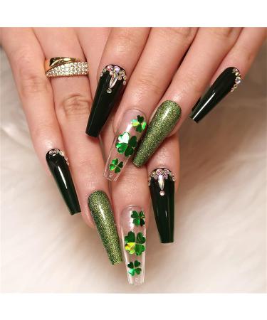 24pcs/Box Patrick's Day Love Heart Pattern with French False Tip False for Girls Long French Tip False with Designs - Buy Online on GoSupps.com
