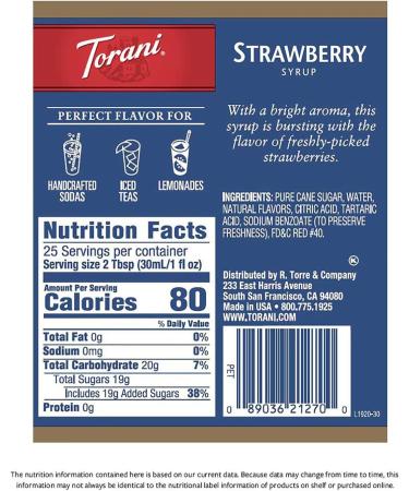 Torani Strawberry Flavour Syrup 750ml PET & Peach Flavor Syrup 750ml - Buy Online on GoSupps.com