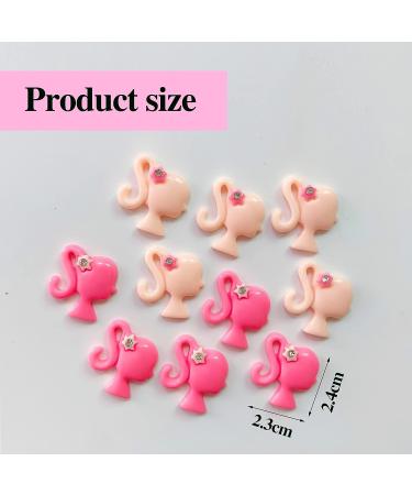 20Pcs Barbie Head Nail Charms - Pink Cool Girls 3D Metal Nail Art Decorations - Buy Online on GoSupps.com