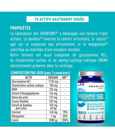 Glucosamine Chondroitin and MSM 1500mg - Glucosamine Joint Complex - Made in France - Muscle and Joint Support - Against Joint Pain - 90 Tablets - Buy Online on GoSupps.com