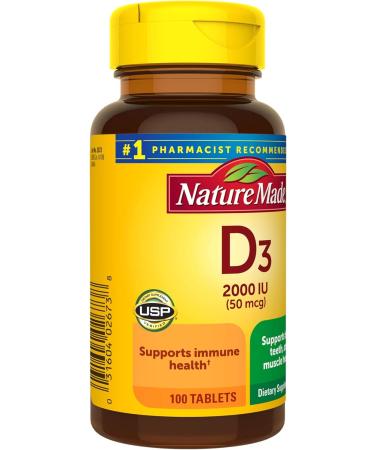 Vitamin D3 2000 IU Tablets - 100 Count for Strong Bones | Bone Health Supplement - Buy Online on GoSupps.com