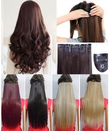 S-noilite 23 Inches (58cm) 3/4 Full Head One Piece 5clips Clip in Hair Extensions Extension Long Straight Hairpiece (Medium Brown) - Buy Online on GoSupps.com