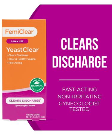 FemiClear YeastClear Cream - Fast-Acting Natural Relief for Discharge | Gynecologist Tested 0.5oz - Buy Online on GoSupps.com