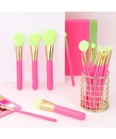 Docolor 18 Pcs Neon Pink Makeup Brushes Set - Professional Synthetic Cruelty-Free Brushes for Foundation, Powder, Blending, and More - Easy to Clean - Buy Online on GoSupps.com
