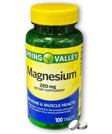 Magnesium 250 mg- Bone Muscle Health Tablets 100 Ct (Pack of 1) - Buy Online on GoSupps.com