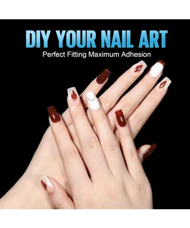 Tomicca 240 Pieces Short Square Gel Nail Tips - Full Cover Artificial Nails for DIY Nail Art & Nail Studios - 15 Sizes Half Matte Tips - Buy Online on GoSupps.com
