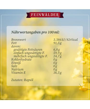 Feinw lder Premium Cold-Pressed Rapeseed Oil 5L - GMO-Free Cooking Oil Canister for Roasting & Refining - XL Pack - Buy Online on GoSupps.com