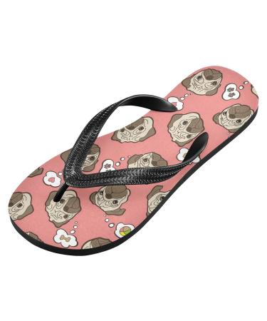 Mnsruu Pug Print Flip Flops | XXL Comfortable Footwear for Home Hotel Spa & Travel - Unisex for Men & Women - Buy Online on GoSupps.com