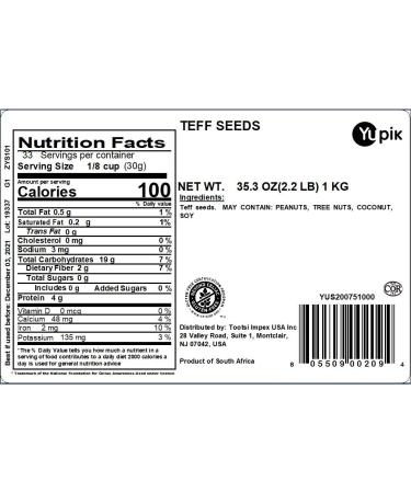 Yupik Raw Teff Seeds 2.2 lb - Premium Quality Ancient Grain Superfood - Buy Online on GoSupps.com