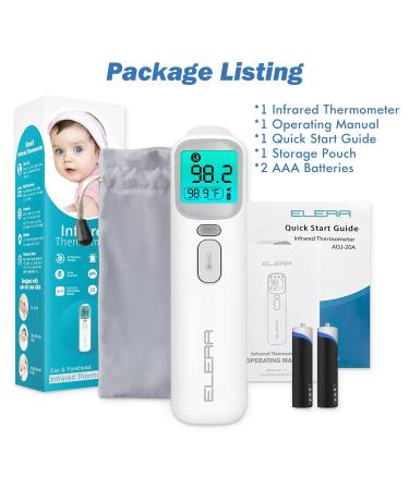 Elera Contactless Ear Fever Thermometer | 4 Measurement Modes | Baby Thermometer with 1-Second Read & 40 Memory Functions - Fast & Accurate - Buy Online on GoSupps.com