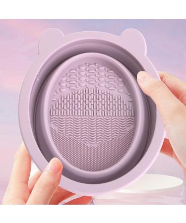 Makeup Brush Cleaner Kit 5 Pieces Textured Multifunctional Residue Removal Purple Makeup Brush Scrubber with Cosmetic Brush for Daily Use - Buy Online on GoSupps.com