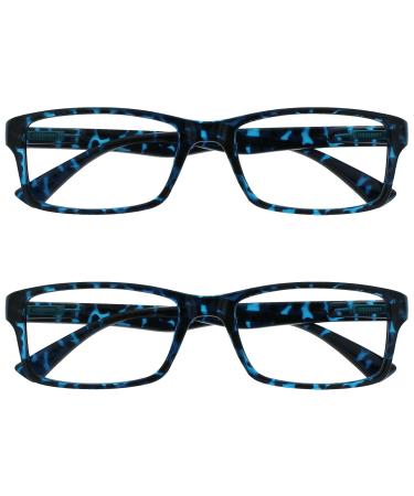 The Reading Glasses Company Blue Tortoiseshell Readers Value 2 Pack Mens Womens UVR2092BL +2.00 Blue Tortoiseshell +2.00 Magnification (Pack of 1) Single