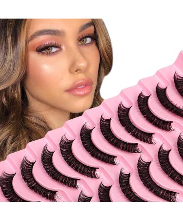 Eyelashes Russian Strip Lashes D Curly Faux Mink Lashes Wispy Fluffy Volume Thick Volume Long Soft Eye Lashes 10 Pairs Pack DH06-03