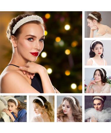 Faux Pearl Headbands for Women Bling Rhinestones Hairbands Women Girls Wedding Birthday Party Valentines Day Gifts Hair Hoop Wedding Hair Accessories (Pearl) - Buy Online on GoSupps.com