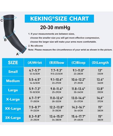 KEKING Compression Arm Sleeves - 20-30mmHg Firm Support for Pain Relief & Recovery | Tennis & Golf Elbow Brace | Latex-Free Dark Blue - Small (1 Pair - Buy Online on GoSupps.com