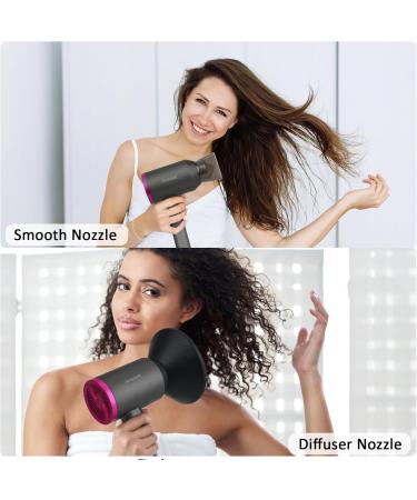1850W Ionic Hair Dryer with Diffuser - Foldable Travel Blow Dryer for Thick & Curly Hair - Fast Drying Without Damage - Buy Online on GoSupps.com