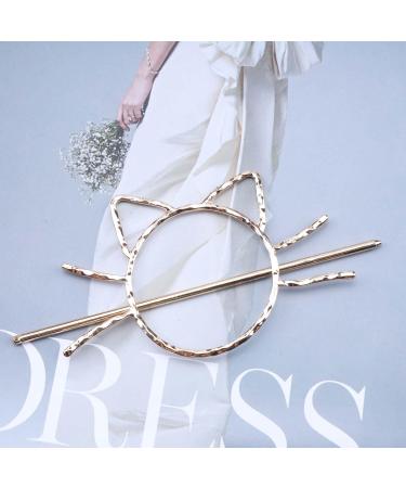 Yheakne Metal Hair Clip Cat Shape Hair Pin Vintage Hair Fork Bun Holder Alloy Hair Clip Decorative Hair Accessories for Women and Girls (Gold) - Buy Online on GoSupps.com