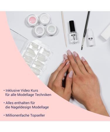 ND24 NAILDESIGN Premium Gelnail Starter Set - 20-Piece LED Gel Kit for Beginners with Adhesive French and Sealing Gels - Made in Germany - Buy Online on GoSupps.com