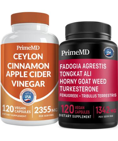 Ceylon Cinnamon (1pk) and Fadogia Tongkat Ali (1pk) Supplement Bundle - Potent Vitamins for Heart Energy Muscle Testosterone & Immune Support - Non-GMO Vegan Gluten-Free