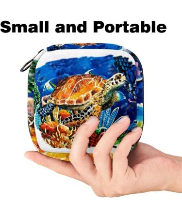 Women's Big Capacity Storage Pocket for Menstrual Cups & Makeup - Sea Turtle Watercolor Travel Organizer - Buy Online on GoSupps.com