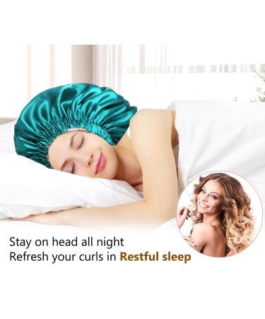 Mikimini Satin Hood for Curly Hair | Extra Large Double-Layer Sleep-Hair Hood | Stylish Green & Pink Silk Hood for Women - XL Size - Buy Online on GoSupps.com