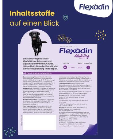 FLEXADIN Adult Dog | For healthy joints in adult dogs | With undenatured type II collagen - 2-month pack - Buy Online on GoSupps.com