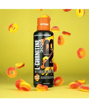 NutraBio L-Carnitine Liquid Shots 3000mg (Peach Rings) - Zero Carbs & Sugars Vitamin B-5 for Energy & Muscle Recovery - International Shipping Available - Buy Online on GoSupps.com