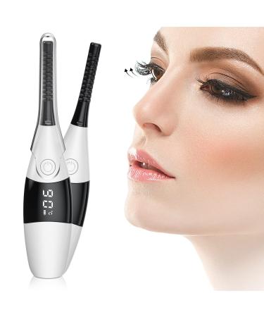 Heated Eyelash Curlers Electric Eyelash Curler Heated Lash Curler for Women Natural Eye Lash Curler Makeup Tool 4 Temperature Adjustable & USB Rechargeable 24 Hours Long Lasting (White)