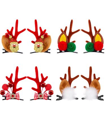 Melliex 4 couples Christmas deer antlers reindeer antlers Christmas party plush plush moose hair clips for girls women style#1 - Buy Online on GoSupps.com