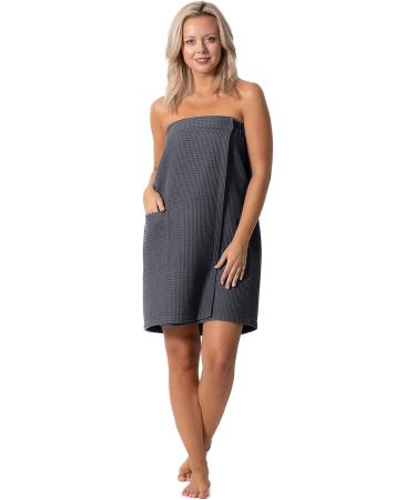XX-Large Dark Gray Quick Dry Waffle Spa Wrap with Adjustable Closure | Lightweight Bath Robe Direct - Buy Online on GoSupps.com