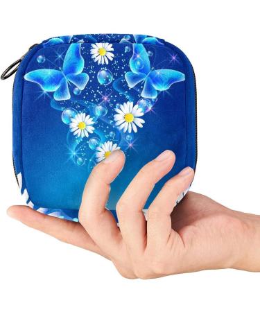 Buy Stylish Menstruation Pad Bag with Zipper - Women s Tampon & Napkin Collecting Bags (Blue Butterflies Daisies Floral Designs) - Durable & Convenient for Girls - Buy Online on GoSupps.com