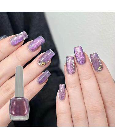 Purple Glitter Nail Polish Champagne Silvery Holographic Quick Dry Nail Varnish Shimmering Shining Long Lasting No Need Cure Sparkly Large Volume 12ML Nail Polish DIY Nail Art Gift for Women - Buy Online on GoSupps.com