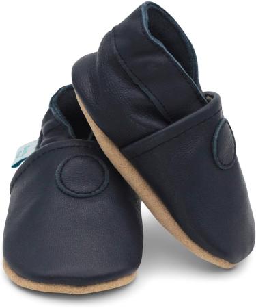 Dotty Fish Soft Leather Baby Shoes for Boys | Non-Slip Suede Soles | Smart Navy | 0-6 Months - 4-5 Years - Buy Online on GoSupps.com